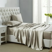 Luxury Satin Sheets Set King Size Taupe, 4-Piece Bedding Sets with Deep Pockets - Soft and Smooth Satin Bed Sheets for Ultra Comfort and Elegance