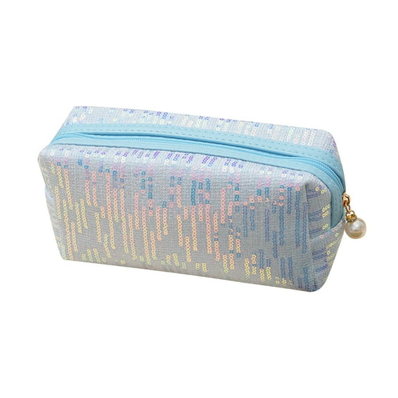 Luxury Sequin Makeup Bags for Women, Large Capacity Travel Cosmetic Bag Cute Portable Storage Bag Wash Bag Toiletry Bag with Zipper
