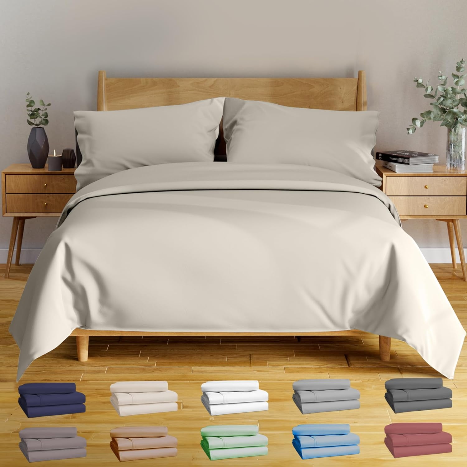BAMPURE 6-Piece King Sheet Set – 100% Viscose From Bamboo, Cooling & Ultra Soft, Deep Pocket Up To 16", Includes 4 Pillowcases
