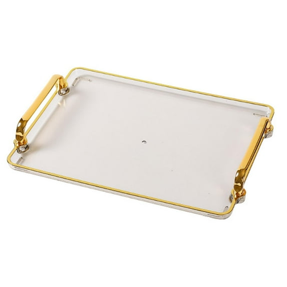 Luxury Serving Tray with Handles Food Holder for Bathroom Storage Decoration amber