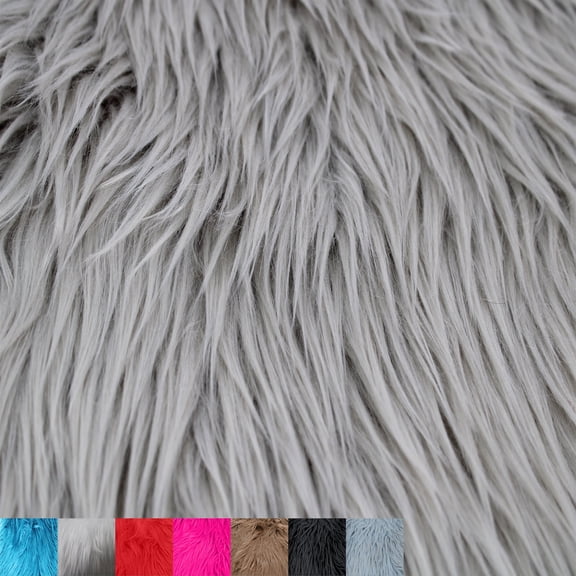 Luxury Shag Faux Fur-Christmas Fuzzy-Fabric by the Half Yard-Fluffy, Soft, Shaggy Mohair-for Sewing, Costumes, Plush Toys, Apparel, Decoration, Gnome Beard Miniature- Silver(Style #5002)