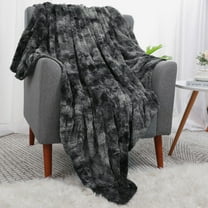 Luxury Shaggy Faux Fur Blanket Soft and Fluffy Plush Throw Blankets for Couch Bed and Living Room Dark Gray 50" *60"