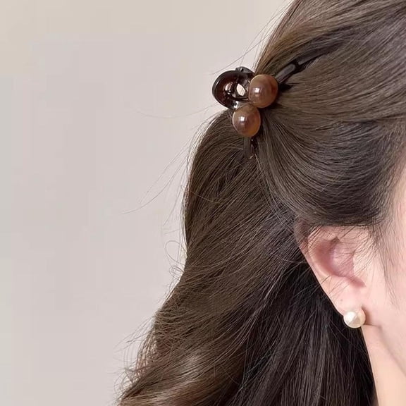 Luxury Shiny Amber Pearl Hairpin Cute Bangs Clip High Gloss Hair Accessory