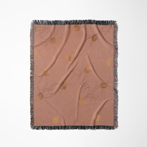 Luxury Shiny Elegant Rose Gold Copper Damask Pattern, Woven Blanket