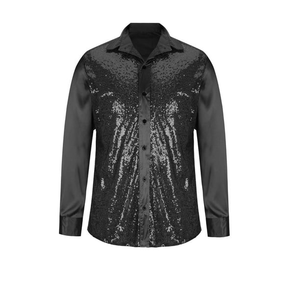 Luxury Shirts Men Long Sleeve Tshirts Patchwork Tee Blouses Lapel Neck T-shirts Fashion Shining Stage Costume