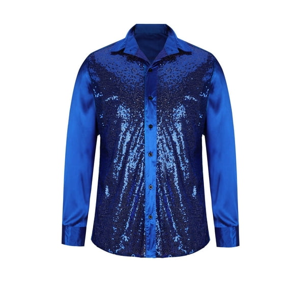 Luxury Shirts Men Long Sleeve Tshirts Patchwork Tee Blouses Lapel Neck T-shirts Fashion Shining Stage Costume