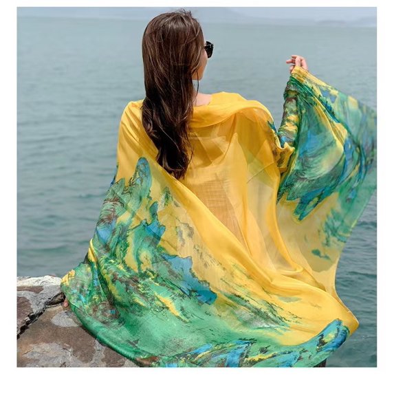 Luxury Silk Scarf Hijab Women Soft Warm Pashmina Neck Beach Stoles 2024 Head Scarves Echarpe Shawl Large Wrap Echarpe Bandana (see chart 47)