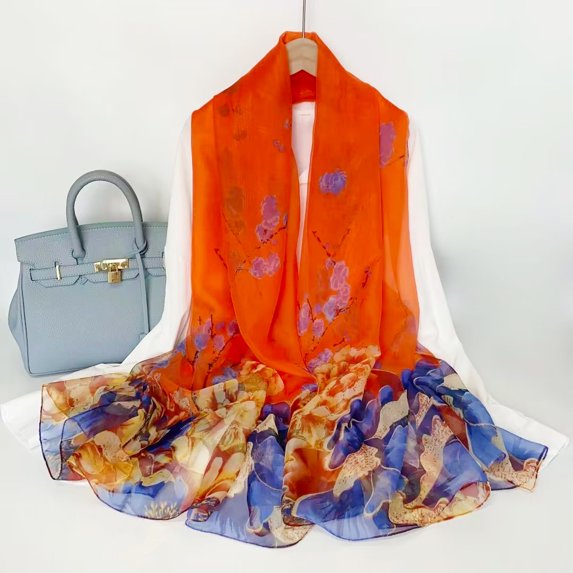 Luxury Silk Scarf Hijab Women Soft Warm Pashmina Neck Beach Stoles 2024 Head Scarves Echarpe Shawl Large Wrap Echarpe Bandana (see chart 60)