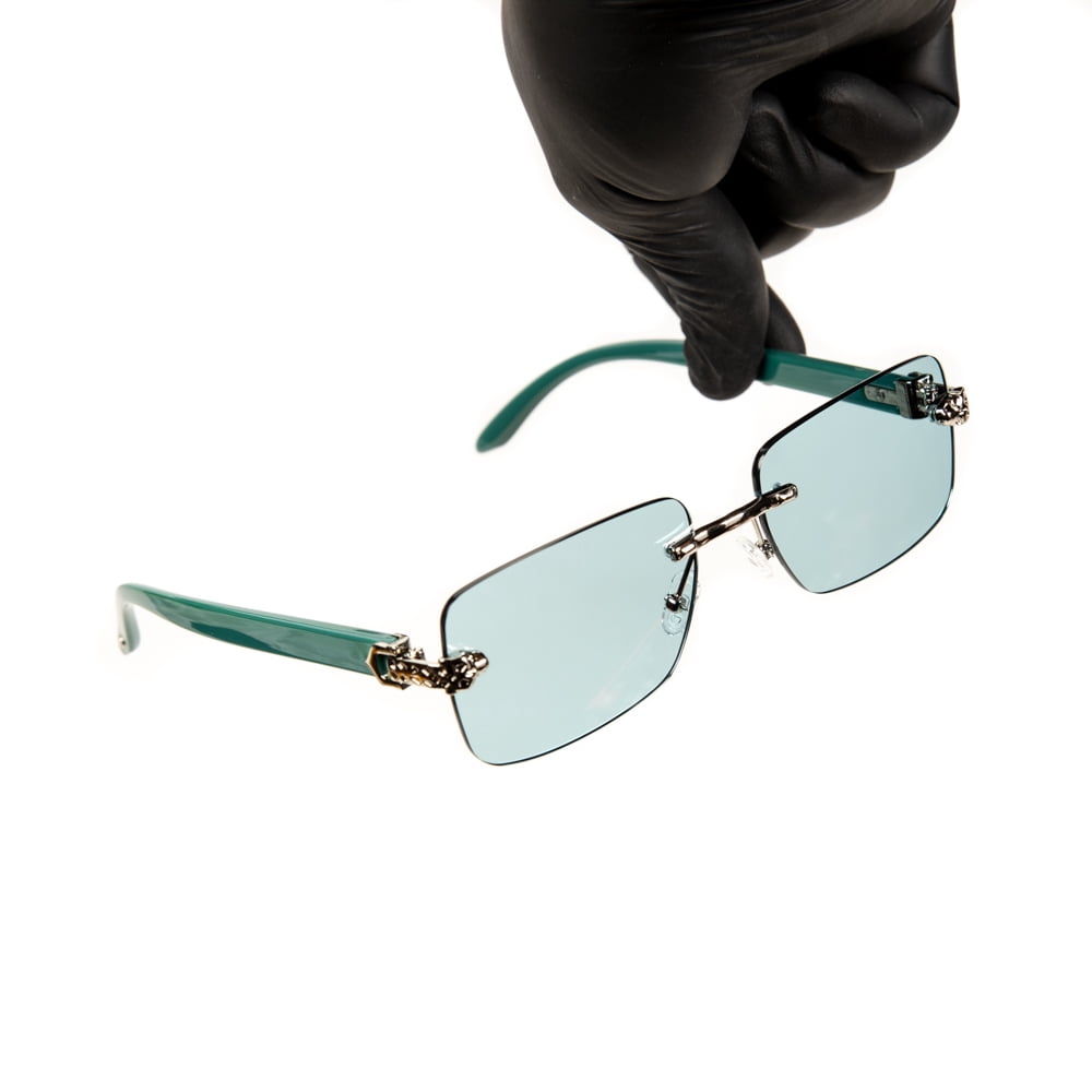 luxury-silver-frame-unisex-rectangular-rimless-turquoise-tint-lens