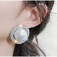 thumbnail image 1 of Luxury Silver Plated Big Round Pearl & Crystal Stud Earrings Wedding Fashion Jewelry Earrings, 1 of 9