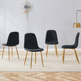 thumbnail image 1 of Luxury Black Linen-Cotton Dining Chairs (Set of 4) with Golden Metal Legs - Modern, Stable, Easy-Clean Upholstered Seating for Elegant Home & Commercial Spaces., 1 of 26