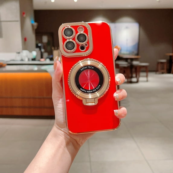 Luxury Slim Fit Case for iPhone 13 Pro Max, with Magnetic Invisible Stand Compatible with MagSafe Full Camera Lens Protector for Women Men Shockproof Hard PC Case for iPhone 13 Pro Max, Red