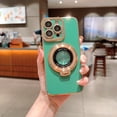 thumbnail image 1 of Luxury Slim Fit Case for iPhone 15 Pro, with Magnetic Invisible Stand Compatible with MagSafe Full Camera Lens Protector for Women Men Shockproof Hard PC Case for iPhone 15 Pro, Green, 1 of 7