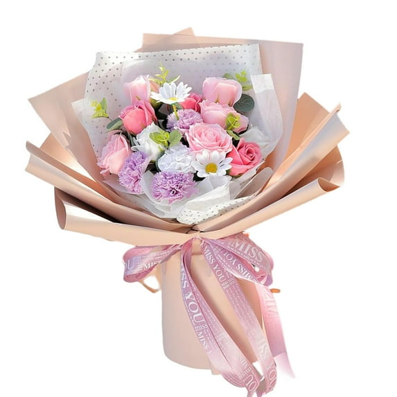 Luxury Soap Bouquet, Scented Simulation Rose Artificial Flowers for Teachers' Day Birthday Mother's Day Party Gift , Light Pink