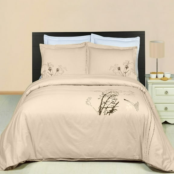 Luxury Soft 100% Cotton 3 Piece Duvet Cover Set Embroidered - Full/Queen - Katella