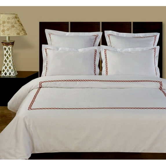 Luxury Soft 100% Cotton 5-Piece Duvet Cover Set Embroidered - Full/Queen - Amy Chocolate