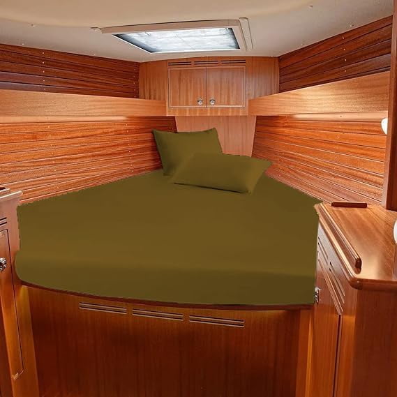 Luxury Soft 4 Piece Boating Sheet Set 800 Thread Count 100% Egyptian Cotton Universal V Berth Size Bedding Fits mattresses up to 10" Inch Depth Sheet Set - Taupe Solid