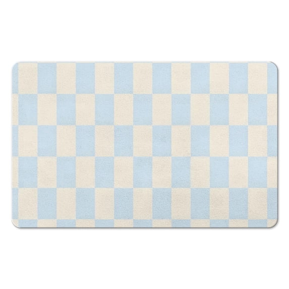 Luxury, Soft Checkered Bath Rug | 20x32in | Absorbent Microfiber, Non-Slip | Ideal Bath Carpet for Bathroom Floor