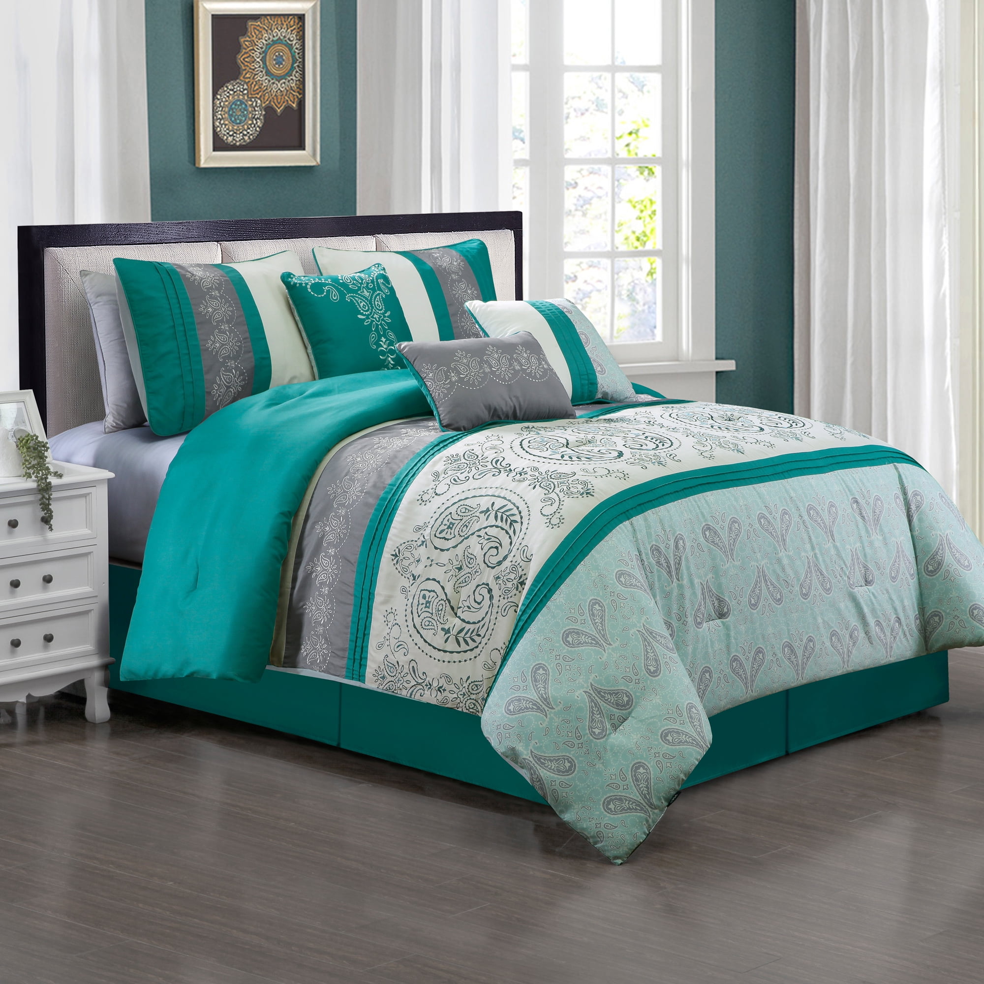 Luxury Soft Collection Microfiber Bed in A Bag Comforter Set (7Piece