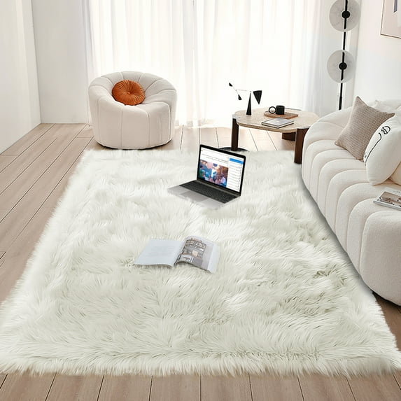 Luxury Soft Faux Sheepskin Fur Area Rugs Floor Rug Wool Shaggy Rectangle Carpet Bedside Floor Mat Plush Sofa Cover Seat Pad Living Room Bedroom Floor Home Decor