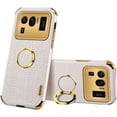 thumbnail image 1 of Luxury Soft Leather Phone case with Rotatable Finger Ring Bracket for Xiaomi Poco M3 M4 M5 Pro 4G 5G Four Corner Reinforcement Protective Cover(White,Poco M4 5G), 1 of 8