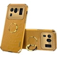 thumbnail image 1 of Luxury Soft Leather Phone case with Rotatable Finger Ring Bracket for Xiaomi Poco M3 M4 M5 Pro 4G 5G Four Corner Reinforcement Protective Cover(Yellow,Poco M4 5G), 1 of 7