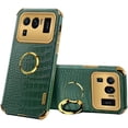 thumbnail image 1 of Luxury Soft Leather Phone case with Rotatable Finger Ring Bracket for Xiaomi RedMi Note 11 11S 11E 11T Pro Four Corner Reinforcement Protective Cover(Green,Note 11/11E Pro), 1 of 8