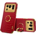 thumbnail image 1 of Luxury Soft Leather Phone case with Rotatable Finger Ring Bracket for Xiaomi RedMi Note 11 11S 11E 11T Pro Four Corner Reinforcement Protective Cover(Red,Note 11T Pro), 1 of 8