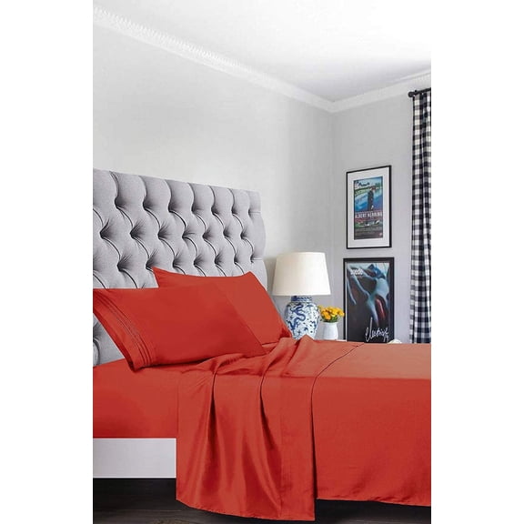 Luxury Soft Microfiber Extra Deep Pocket 4 Piece Bed Sheets Set - Full Rust