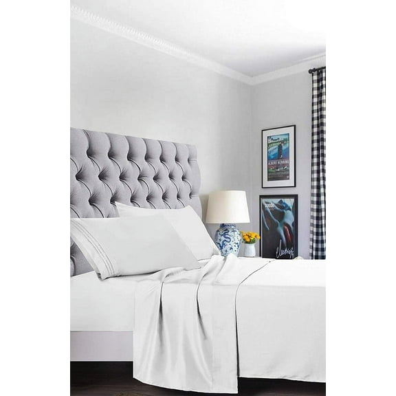 Luxury Soft Microfiber Extra Deep Pocket 4 Piece Bed Sheets Set - Queen White