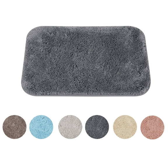 PiccoCasa Luxury Soft Plush Shaggy Thick Microfiber Bath Mat Floor Mat Non-slip Rubber Back Dark Gray 16" x 24"