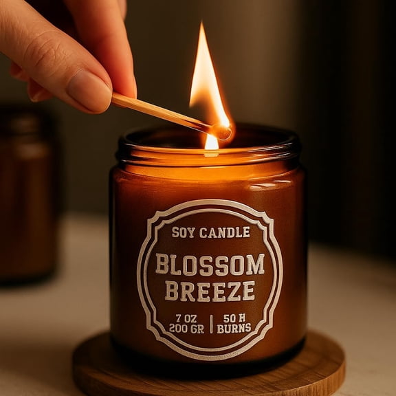 Luxury Soy Candle Gift Set, 4 Pack Amber Glass Jars with Crackling Wooden Wick, Handcrafted Scented Candles, Gift Ready Box