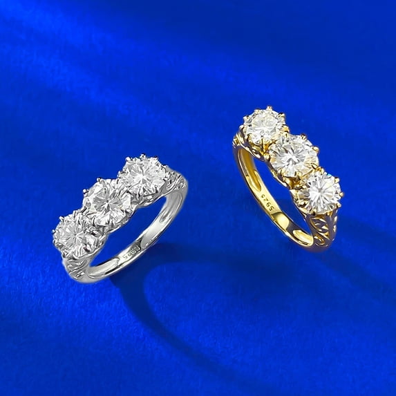 Luxury Sparkling D Color 6mm Moissanite Women's Wedding Ring - Engagement Anniversary Gold Plated Jewelry Gift - Size 5~9