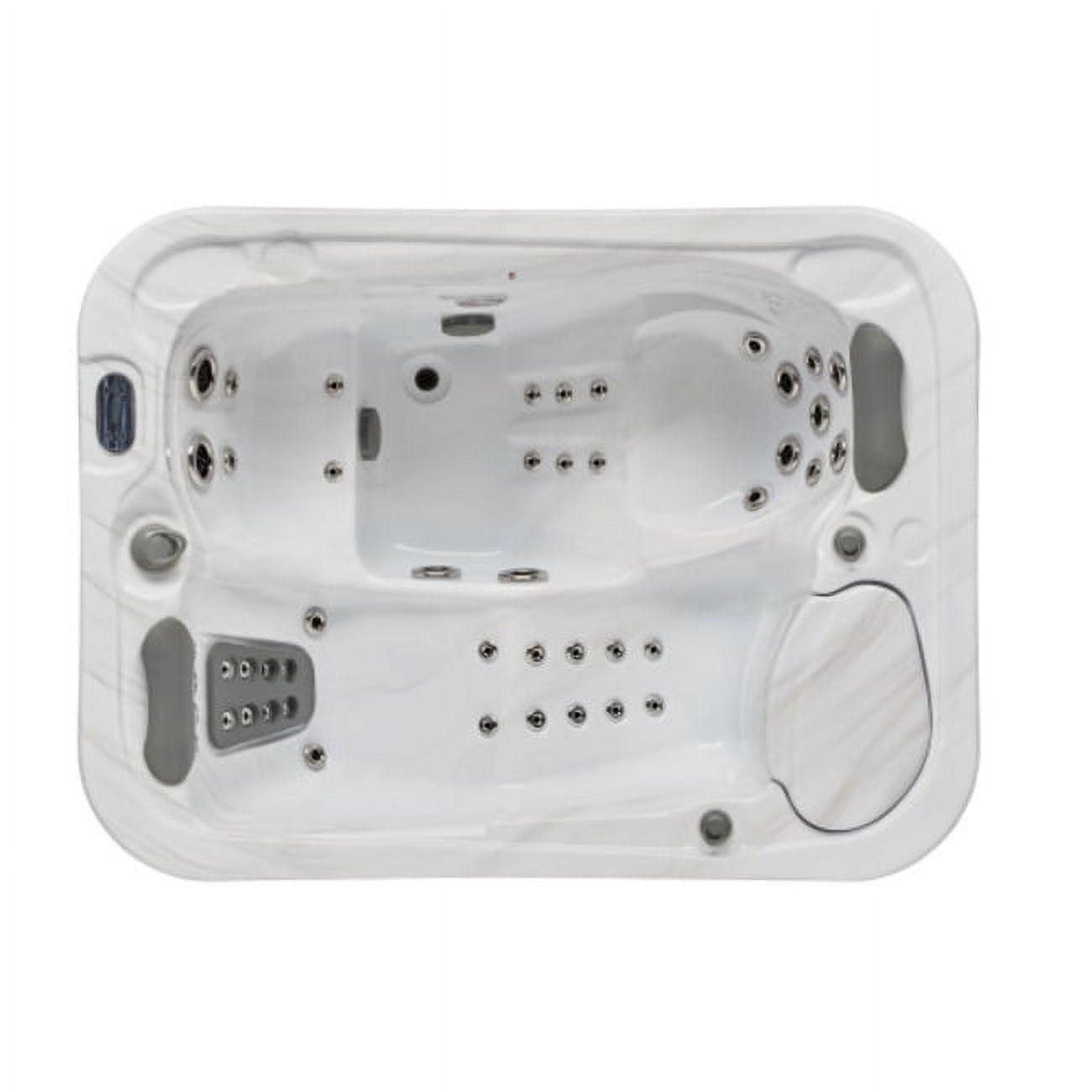 Gray Acrylic 3-Person Rectangular Hot Tub with LED Lighting