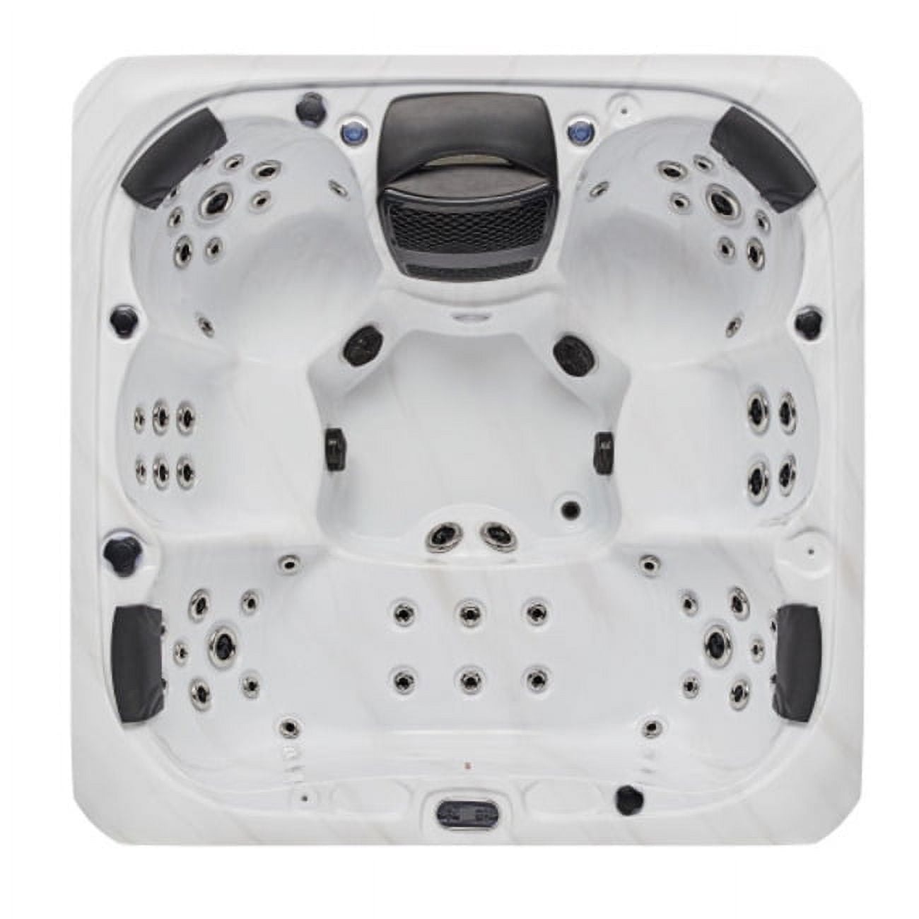 Luxury Gray Acrylic 6-Person Square Hot Tub with LED Lighting
