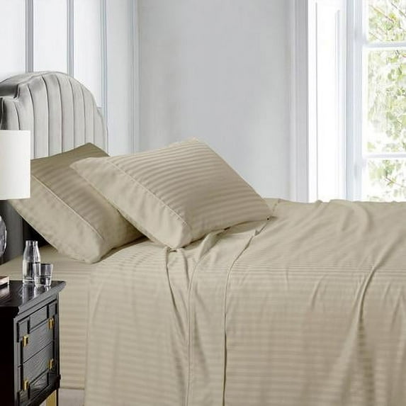 Luxury Split King Sheet Set - Striped 608 Thread Count