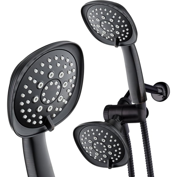 Luxury Square 48-Setting High-Pressure Dual Head Handheld Shower Spa Combo with Extra-Long Hose