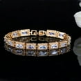 thumbnail image 1 of Luxury Square Tennis Chain Link Bracelet Bangle 18k Gold Plated CZ Bridal Girls, 1 of 6