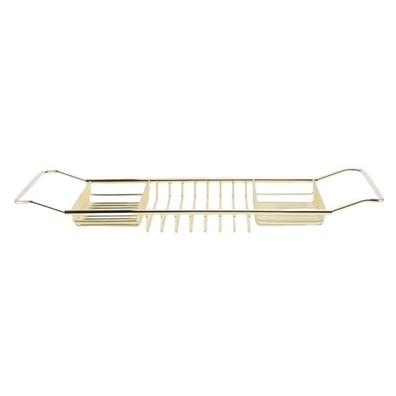 Luxury Stainless Steel Expandable Bathtub Caddy Tray for Relaxing Bath - Rust Resistant Over the Tub Shower Rack Organizer, 25-38.4 Inches Long / 63.5-97.5 cm, Elegant Gold Finish