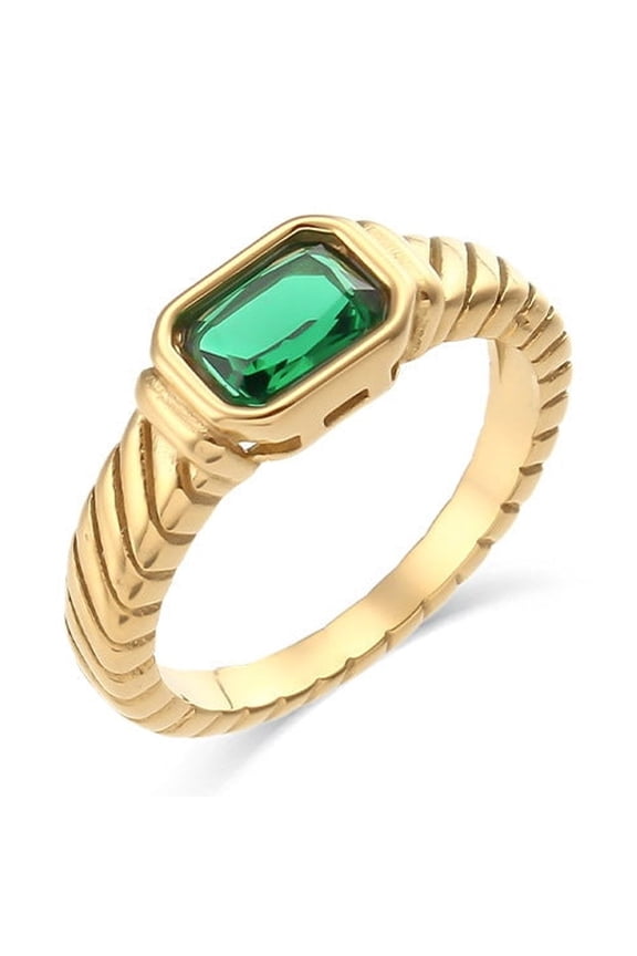 Womens Stainless Steel Ring Waterproof Anti-Rust Anti-Allergy Geometric Ring with Zircon Women's Ring Niche Light Texture Ring for Her Jewelry Gift
