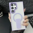 thumbnail image 1 of Luxury Stand & Strong Magnetic for Samsung Galaxy S24 Case, [Compatible with MagSafe] Built in Invisible Stand Frosted Transparent Anti-Scratch Cover for Samsung Galaxy S24, Lavender, 1 of 10