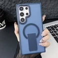 thumbnail image 1 of Luxury Stand & Strong Magnetic for Samsung Galaxy S24 Case, [Compatible with MagSafe] Built in Invisible Stand Frosted Transparent Anti-Scratch Cover for Samsung Galaxy S24, Darkblue, 1 of 10