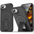 thumbnail image 1 of Luxury Stand & Strong Magnetic for iPhone 16e Case, [Compatible with MagSafe] Built in Invisible Stand Frosted Transparent Anti-Scratch Phone Cover for iPhone 16e, Solidblack, 1 of 8