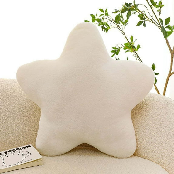 Luxury Star-Shaped Plush Pillow - Ultra Soft Cuddly Toy for Girls with Cream Heart Embroidery, Hypoallergenic Filling for Bed/Sofa Decor Machine Washable (Valentine's/Birthday Gift)