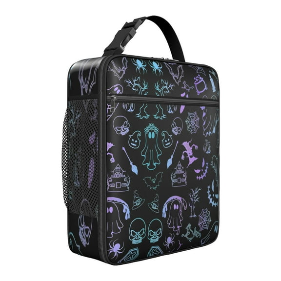 Luxury Starry Night Gothic Lunch Box - Gold Constellation Pattern, Insulated Reusable Tote Bag with Mesh Pocket & Zipper Closure for Women/Men