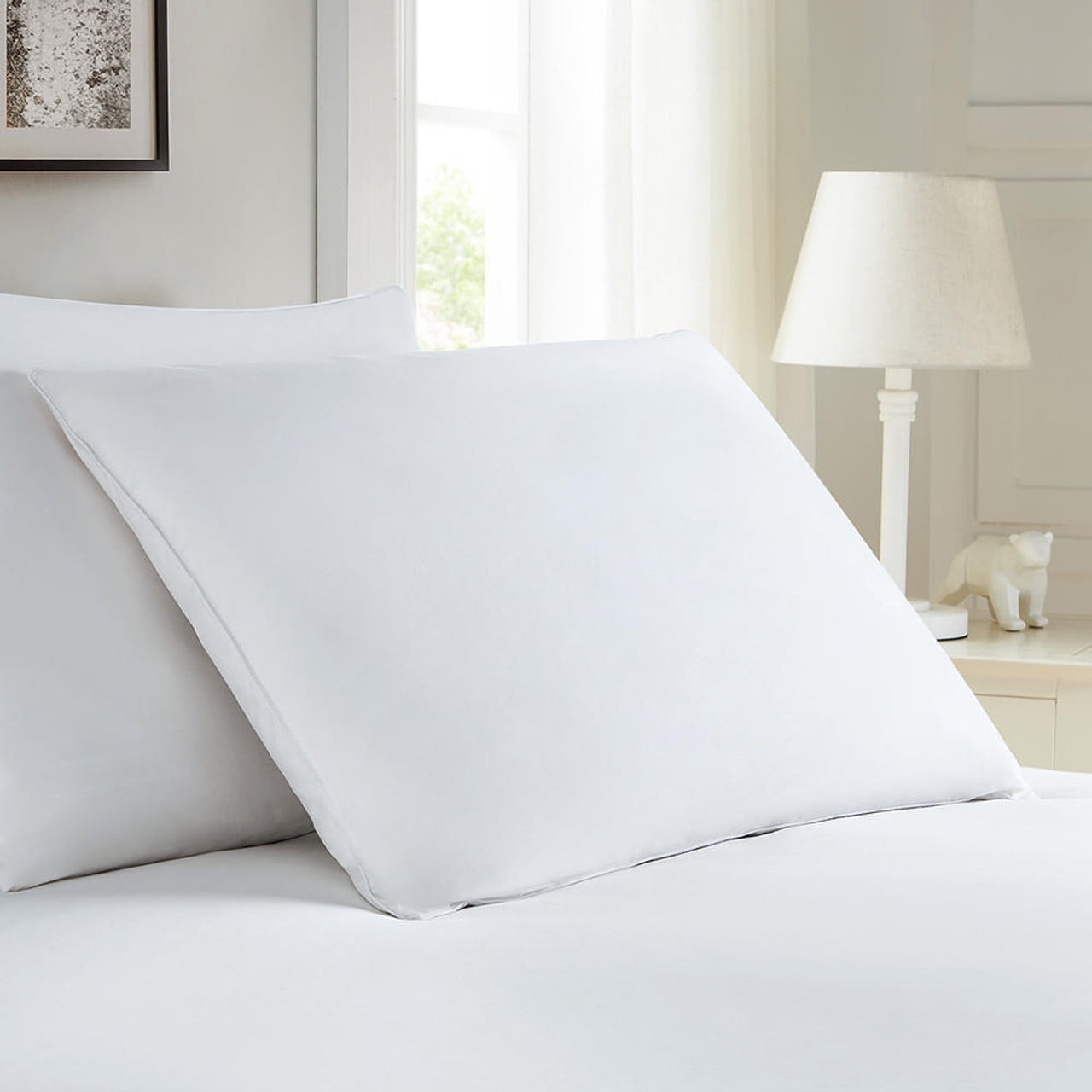 Jumbo White Cotton Hypoallergenic Feather Down Pillow