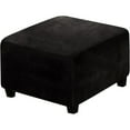 thumbnail image 1 of Luxury Stretch Velvet Square Ottoman Slipcover – Fits 27–32 Inch Footstools, Elastic Bottom for Secure Fit, Plush Protector for Kids & Pets, Machine Washable (Black), 1 of 7