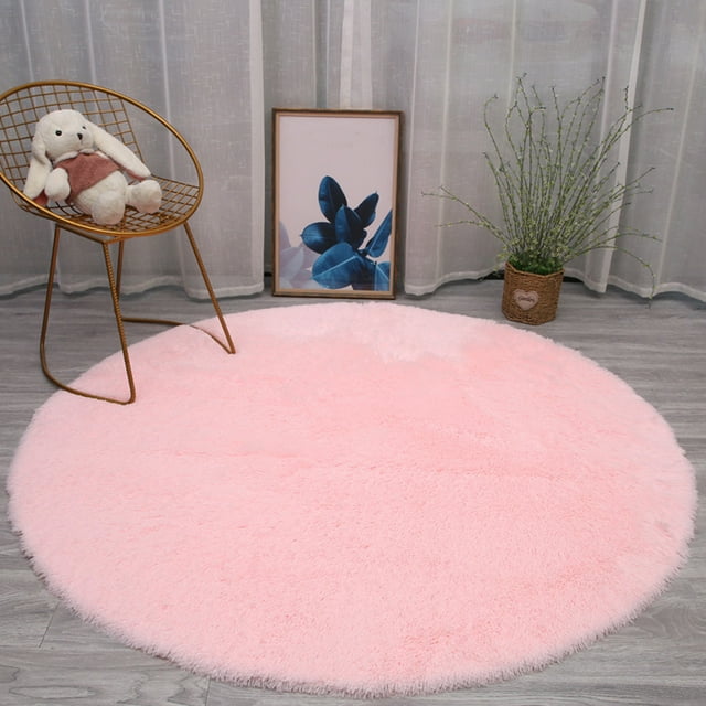 Luxury Super Soft Fluffy Area Rug Faux Fur Sheepskin Rug Decorative Christmas Plush Shaggy Carpet for Bedside Sofa Floor Nursery，Diameter 40cm
