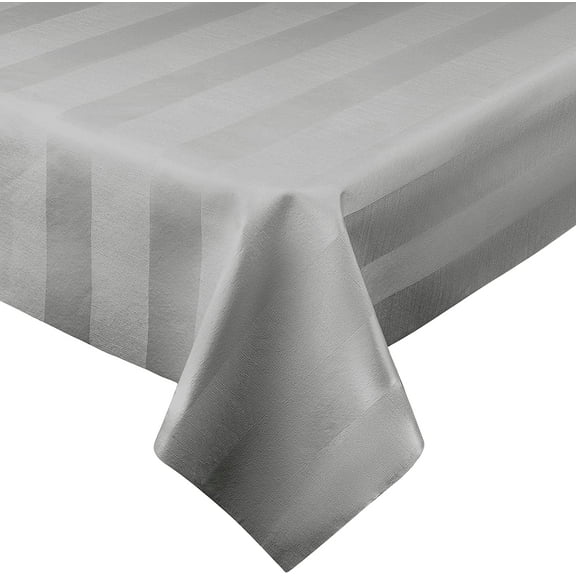 Luxury Table Protector Pad, 2 in 1 Table pad + Great Looking Tablecloth - Heat Resistant, Spill & Stain Proof - Flannel Backing (54x90, Silver - Silk Stripe)