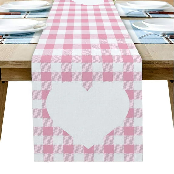 Luxury Table Runner Pink Plaid Love Birthday Party Hotel Dining Table Cotton And Linen Table Cloth
